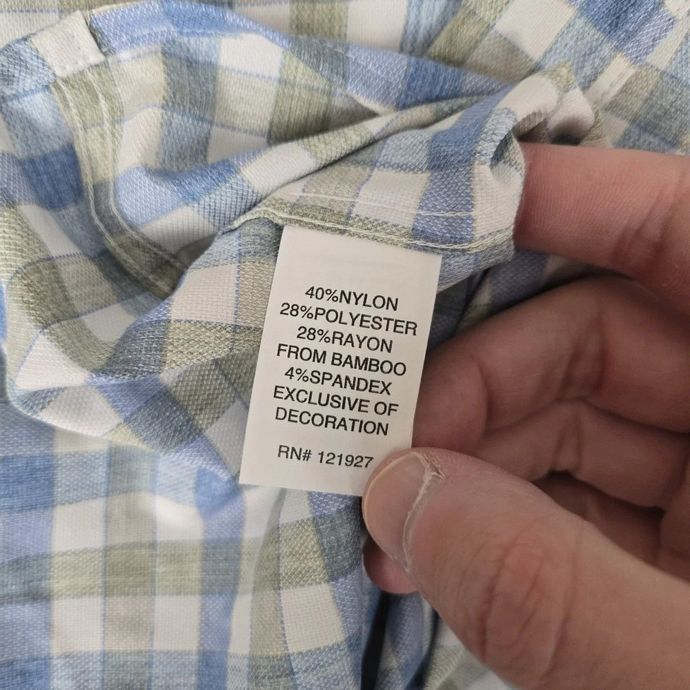 Johnnie-O Shirt Mens Medium Button Up McArthur Sequoia Plaid Stretch Performance